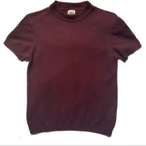 Zara Wool Short Sleeve Top